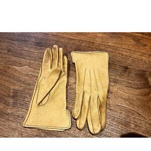 VTG Superb Genuine Pigskin Gloves Tan Light‎ Brown Women's 6.5 Vintage